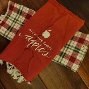 Pick Your Own Apples Red Kitchen Towel